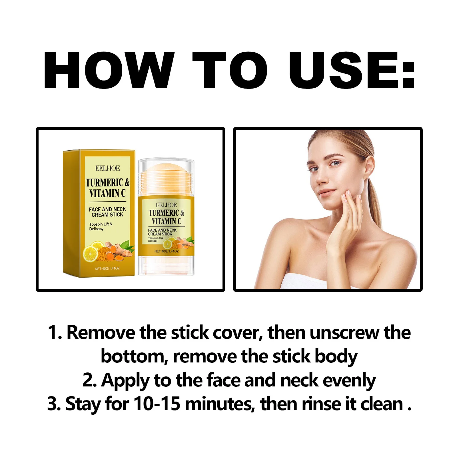 EELHOE Skin Care Moisturizing Lifting Firming Anti Aging Brightening Turmeric Vitamin C Facial Neck Cream Stick