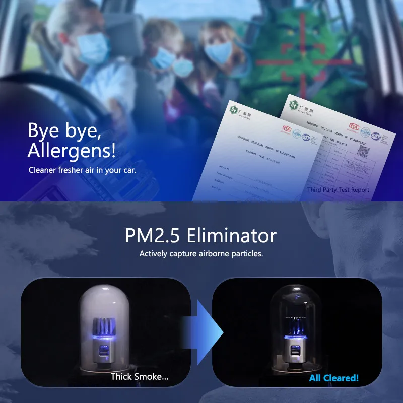 OEM 2 в 1 отрицательные ионные очистители PM2.5 ионизатор дыма ионный очиститель воздуха для автомобиля