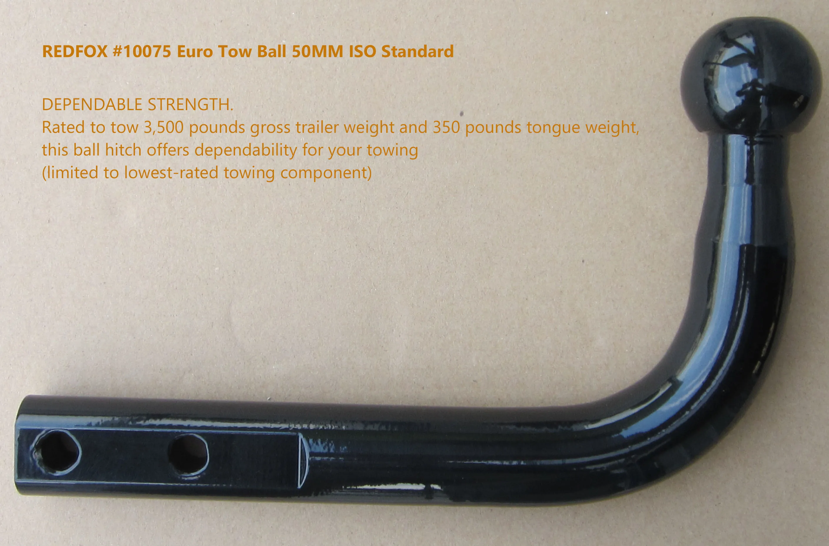 Redfox 3500 Pounds Solid Steel Bar Iso 50 Trailer Towing Ball Steel