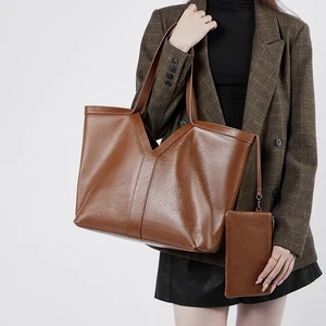 Genuine Leather Tote Bags Women Shoulder Messenger Bags Travel Custom Solid Color Waterproof High Quality Handbags