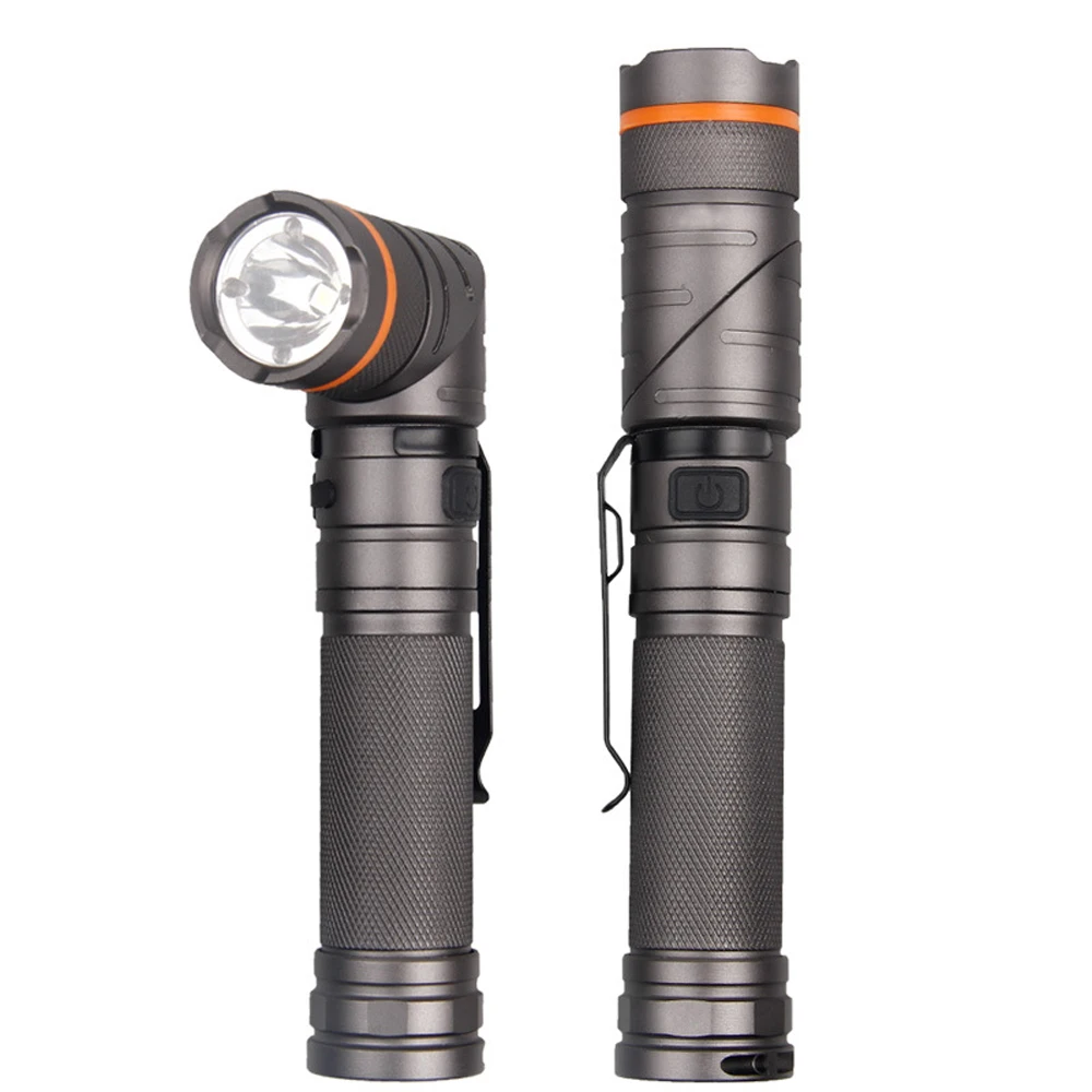 Rechargeable LED Flashlight Torch with Clip - Emergency
