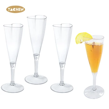 YACHEN 2PCS Clear Heart Shaped Unbreakable Plastic Champagne Glasses Transparent Plastic Reusable Drink Cups for Wedding Party