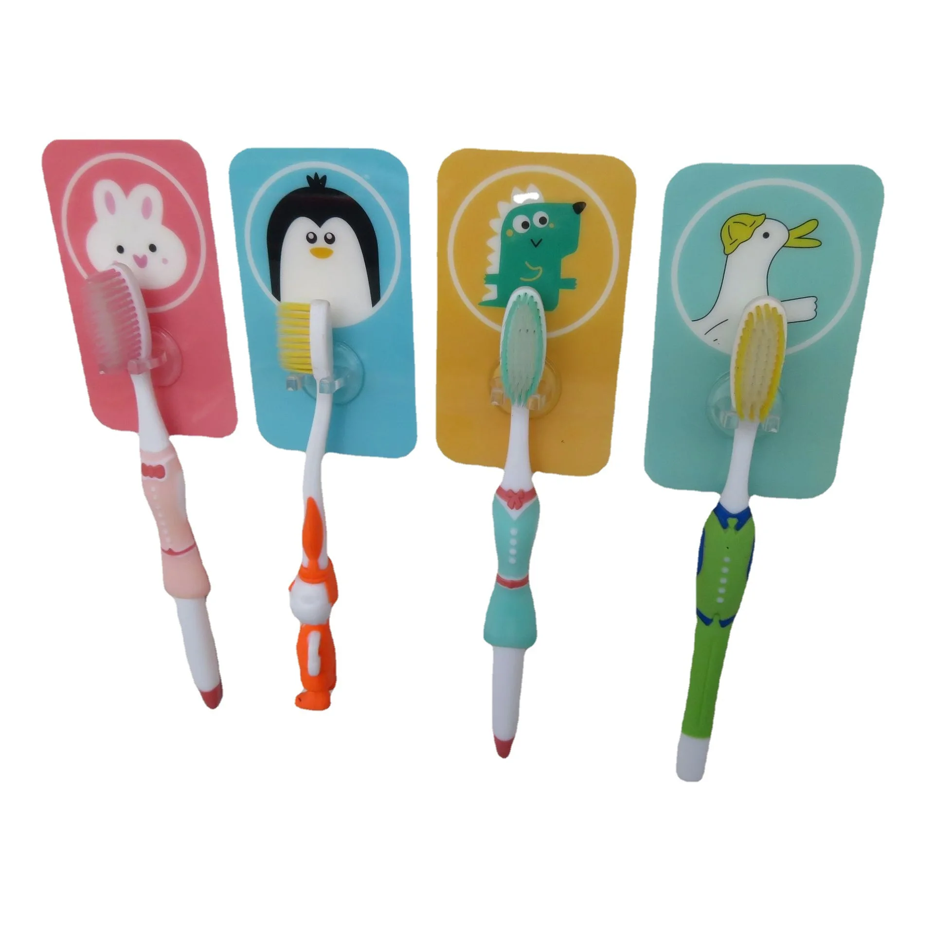 Nordic fashion cute animal powerful suction cup cartoon pattern traceless toothbrush storage rack