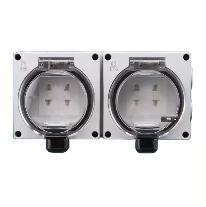Ip66 Weatherproof Wall Socket Outdoor With 2gang Power Socket/2pin
