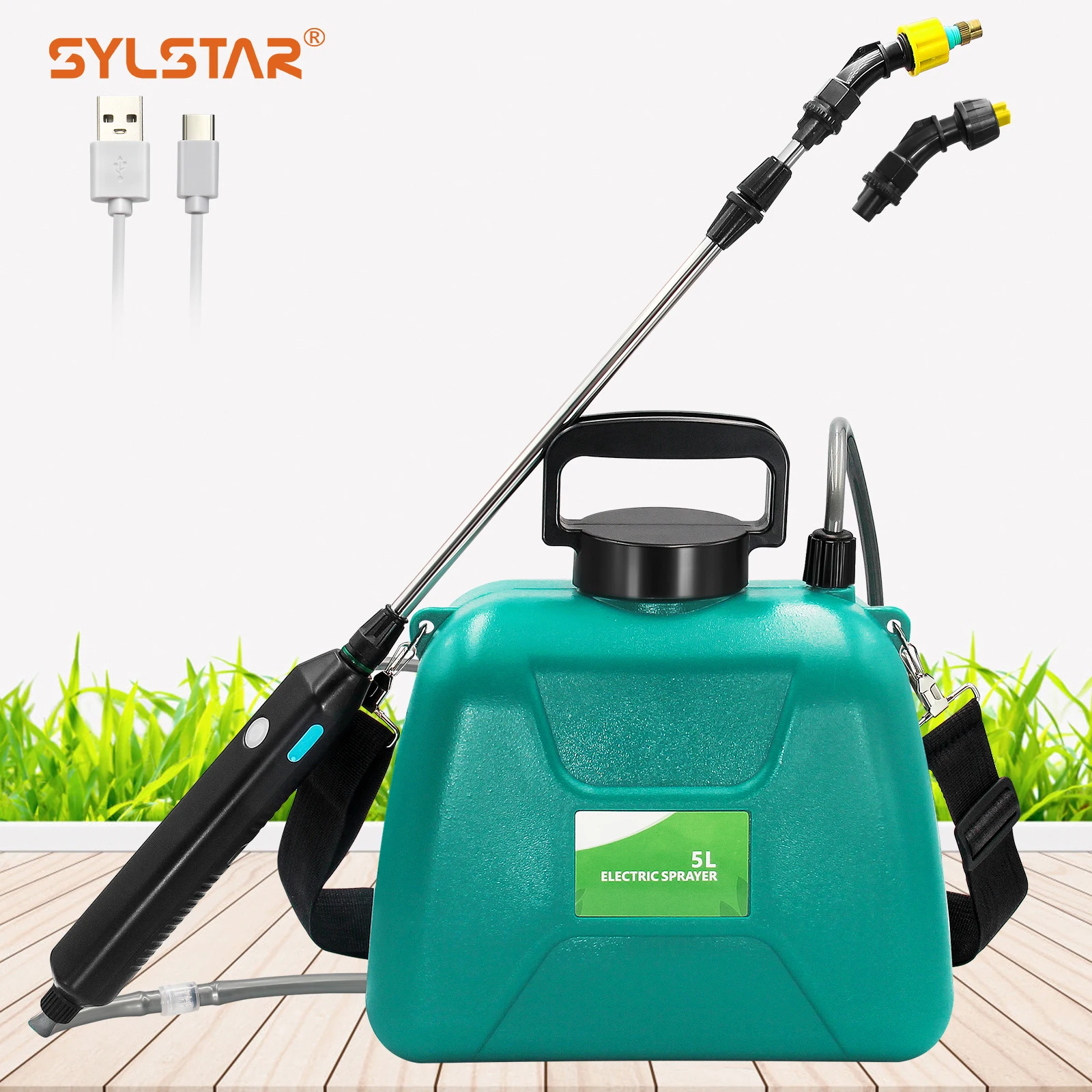 Sylstar 5l Rechargeable Battery Usb Water Pump Electric Abs Garden ...