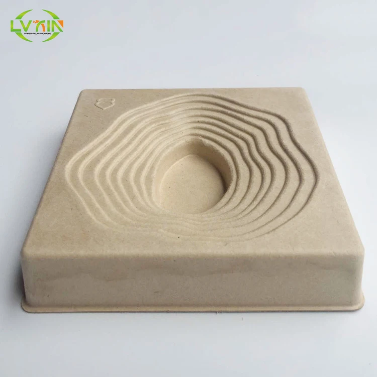 Factory direct bamboo fiber tray biodegradable bamboo pulp packaging paper tray compostable packaging