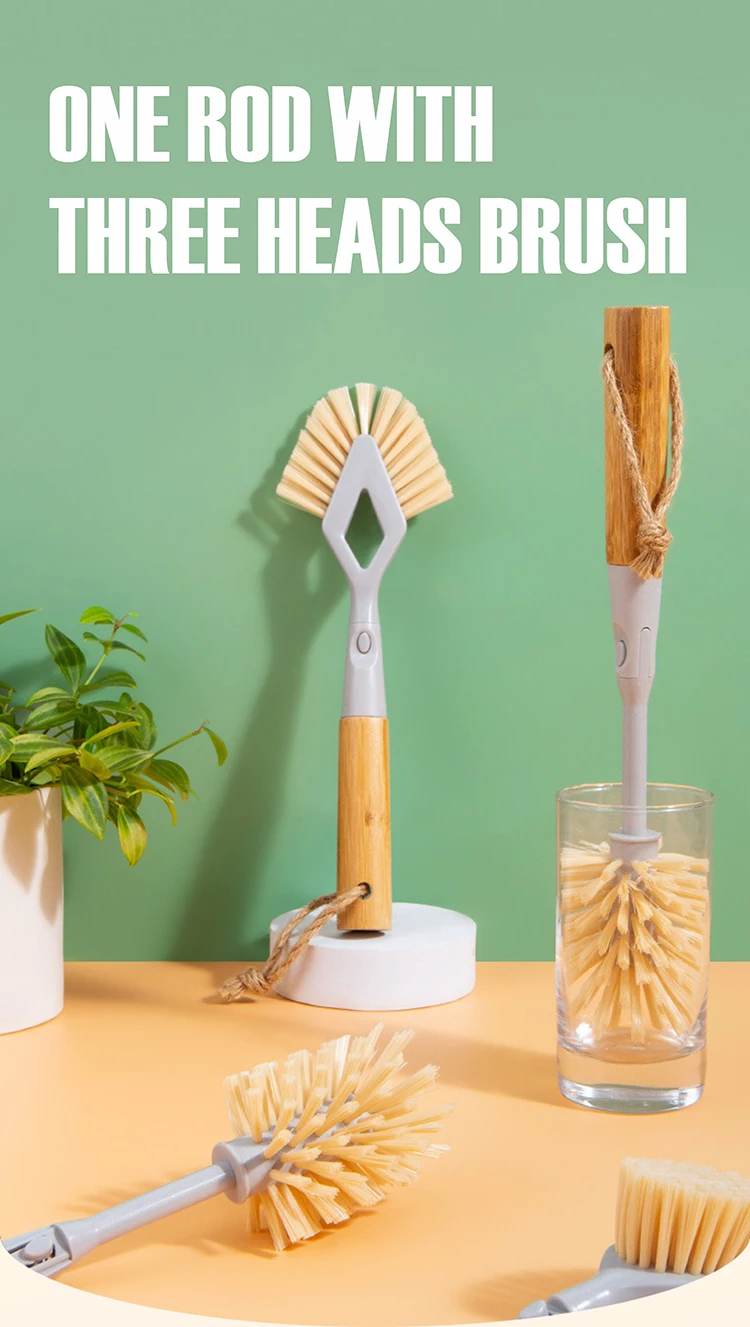 Extentclean Eco Friendly Bamboo Material Pot Bottle Dish Brush