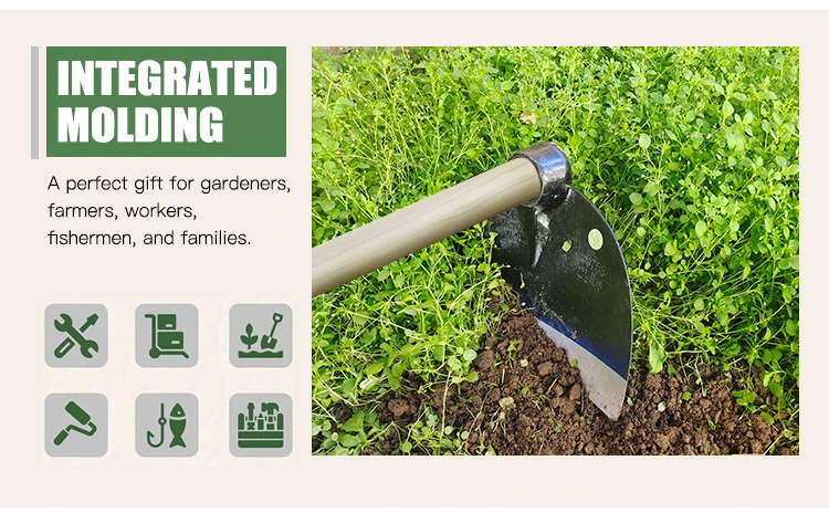 product chinese factory customized  wooden  handles  forged  steel garden  metal farming  tool half  moon weeding  hoe head-4