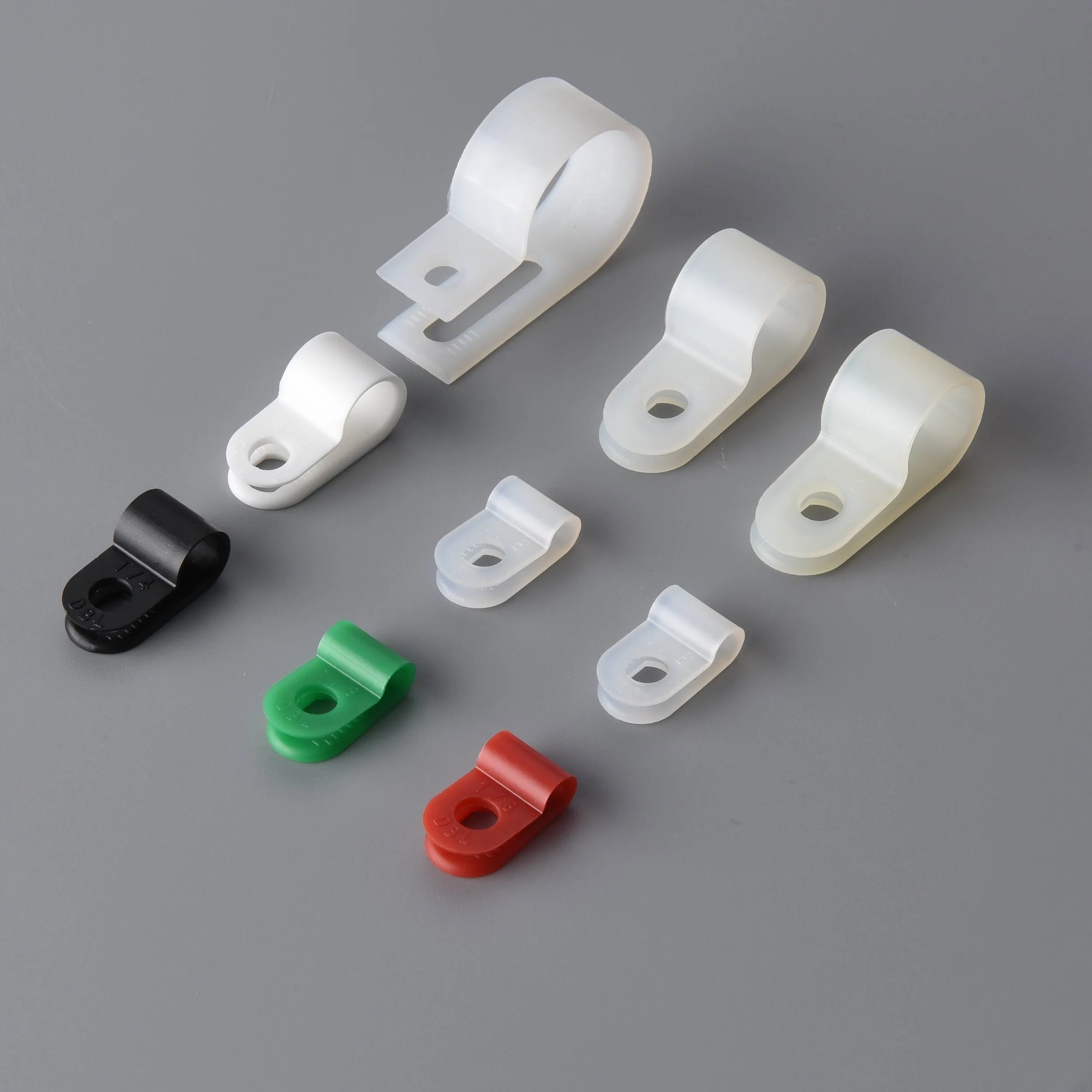Nylon Screw Mounting R Type Cable Clamp Fastener  Plastic Wires Cord Clip Fixer Holder Organizer