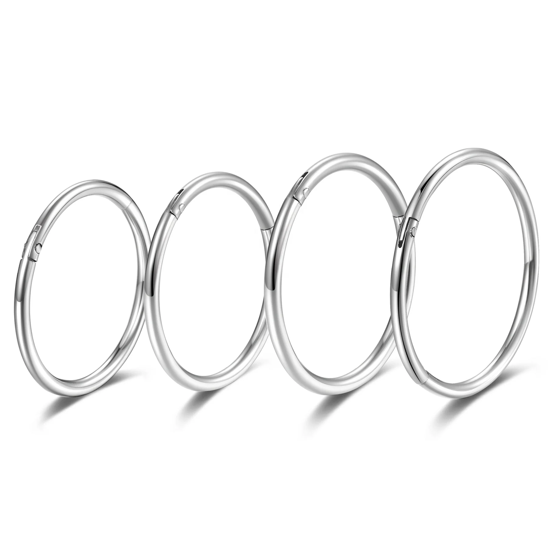 Jewelrywe Orecchini A Cerchio Finti No Piercing – Unisex In Acciaio Inox, Clip Per Orecchio, 10mm, Colori Nero/Oro/Argento - 2