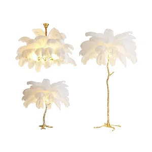 Contemporary Style Home Decoration Fixtures Chandelier Living Room Ostrich Feather Led Chandelier Pendant Light
