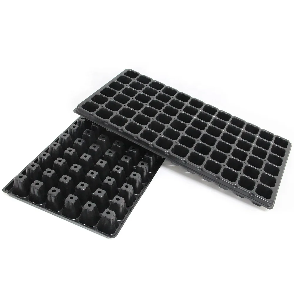 Large Deep 72 Cell PS Black Plastic Forest Nursery Seedling Trays with Lid for Tree Seed Propagation