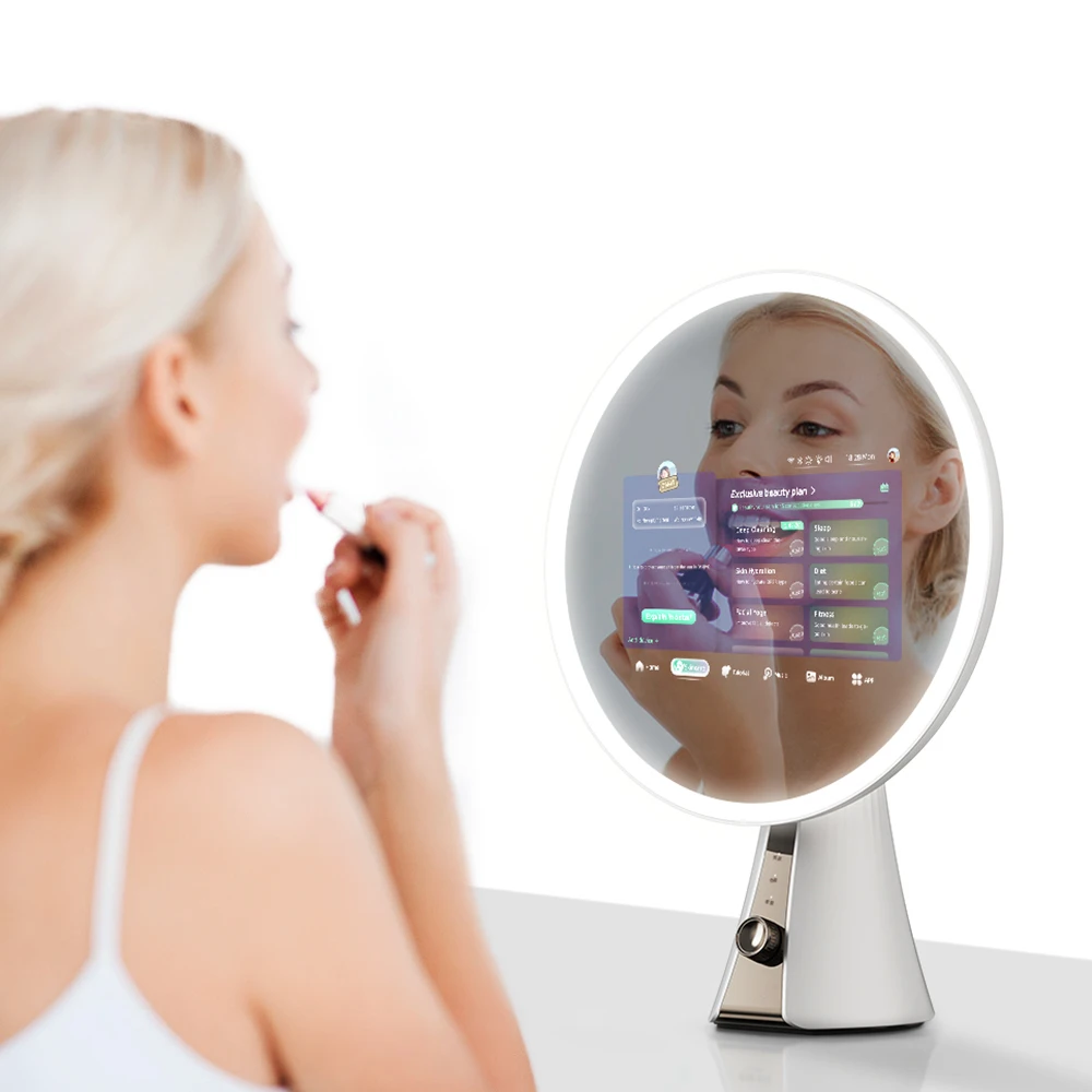 Hot Selling Adjustable LED Light Desktop Smart Beauty Mirror Bluetooth Speaker WiFi Connection Applying Makeup Great Gift Idea