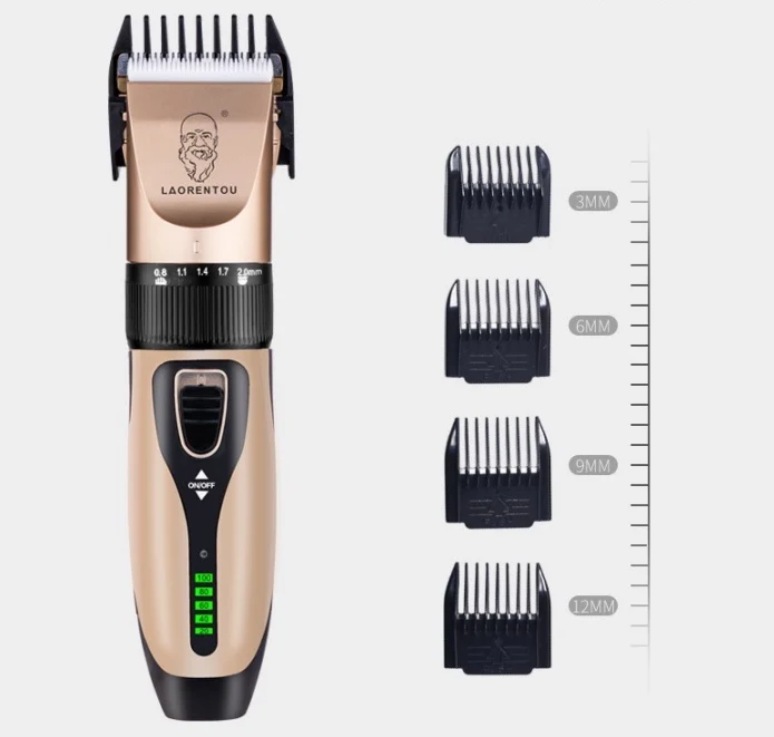 LAORENTOU Amazon USB Cable Hair Clipper Rechargeable Low Noise Cordless Electric Hair Trimmer with LCD Display for Men