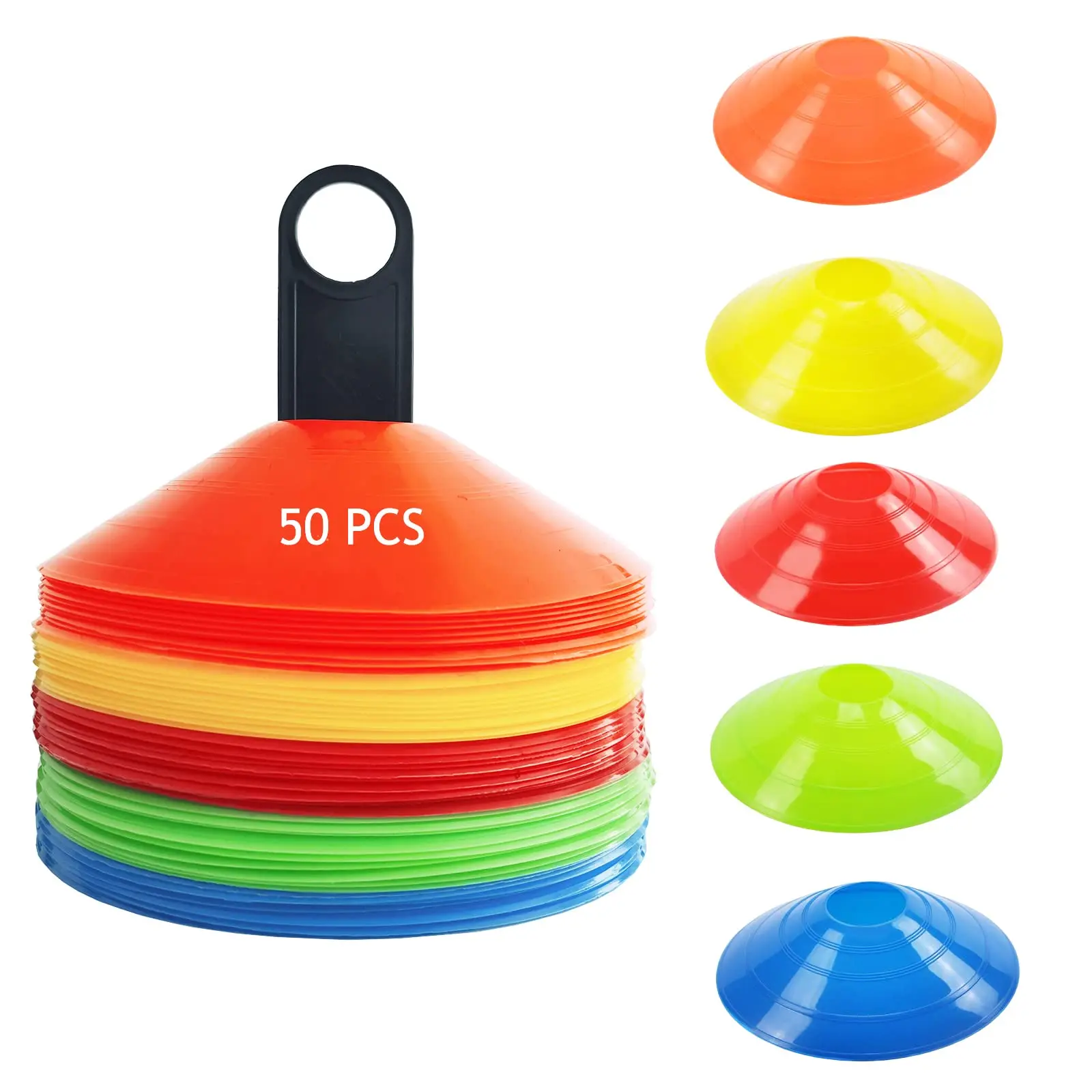 Adult Kids Football Field Cone Markers 50 Pack Soccer Cones Disc Cone