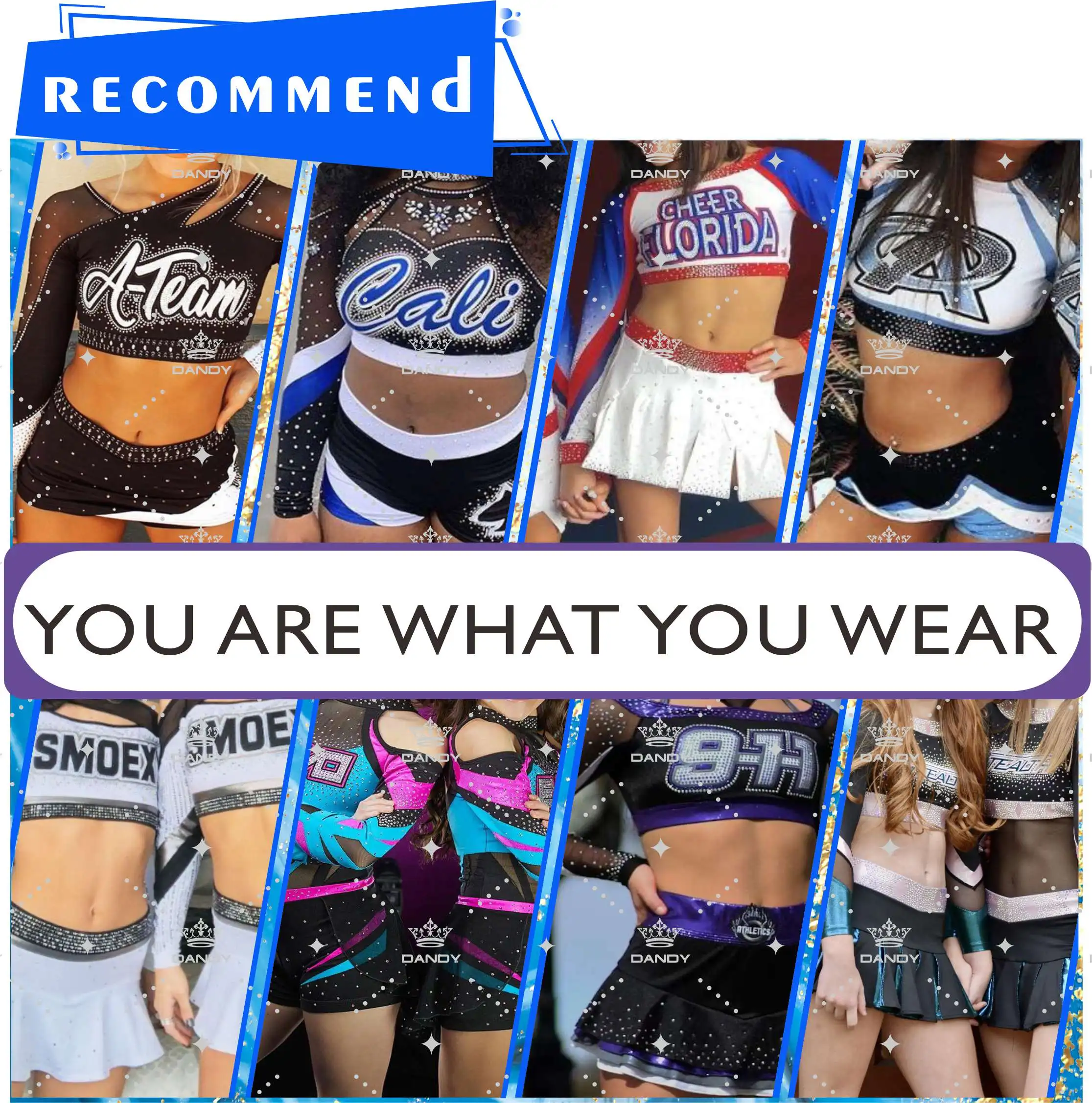 Custom Profession Girls Sexy Long Sleeves Rhinestones Cheer Uniform