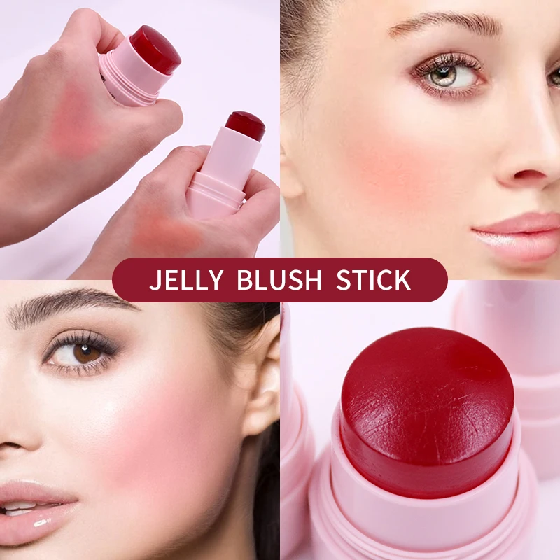 Wholesale Jelly Lip Cheek Tint Stain Face Lip Makeup Cruelty Free Private Label Cooling Bouncy Jelly Blush Stick manufacture