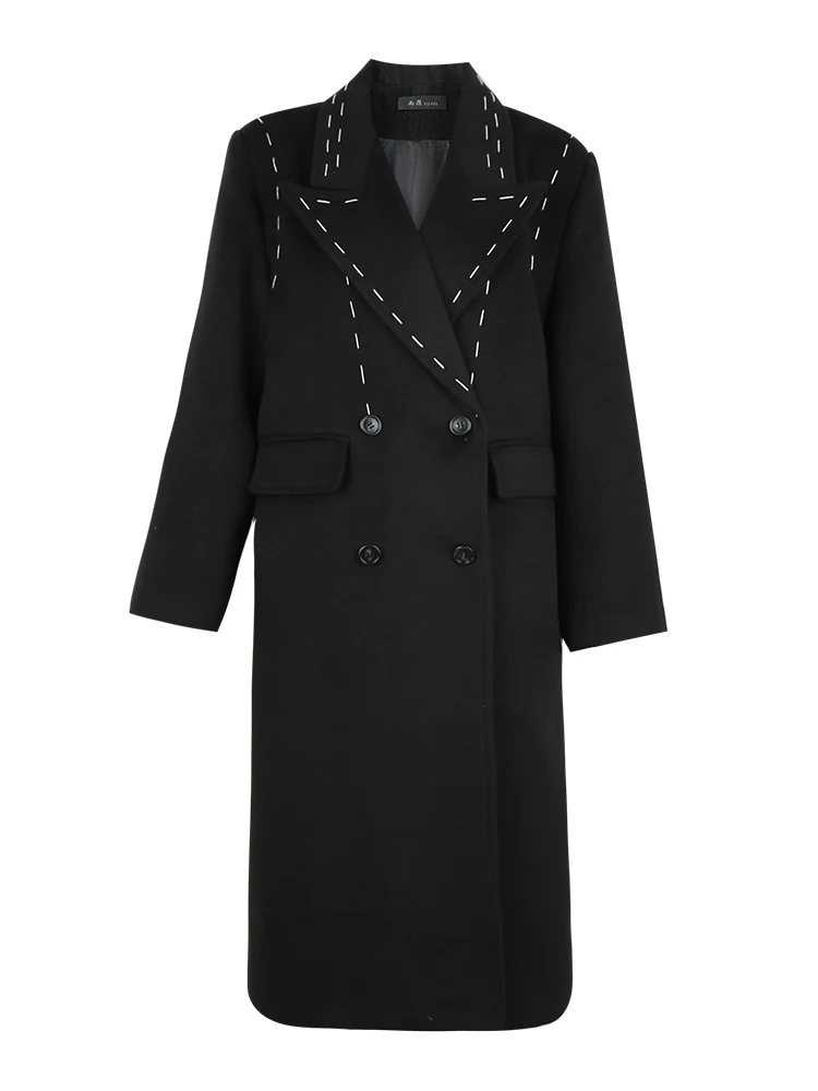 Oudina High Quality Fashion Winter Casual Woolen Coat Button Long Coats ...