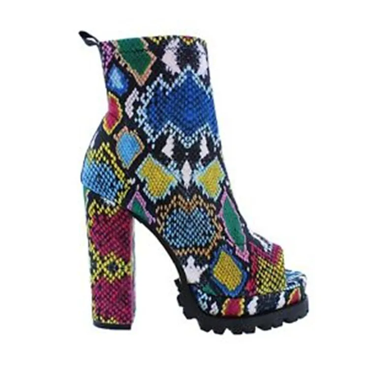 Sls-botines De Piel De Serpiente Para Mujer,Botines Femeninos De Piel De  Pitón,Con Plataforma,Suela Gruesa,Tacón Alto,Con Punta Abierta,2021 - Buy  Botines De Tacón Alto Con Punta Abierta,Botines Sexis De Tacón Alto,Botas  De Tobillo