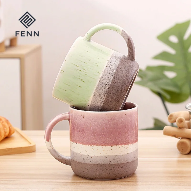 product fenn wholesale novelty vintage belly ceramic coffee mugs 400ml custom logo gradient reactive glazed pottery clay business gifts471-63