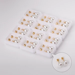 Women's Stainless Steel Gold Plated Trendy Stud Earrings Factory Wholesale 10mm Pearl with 3mm-10mm Screw Back Geometric Shape