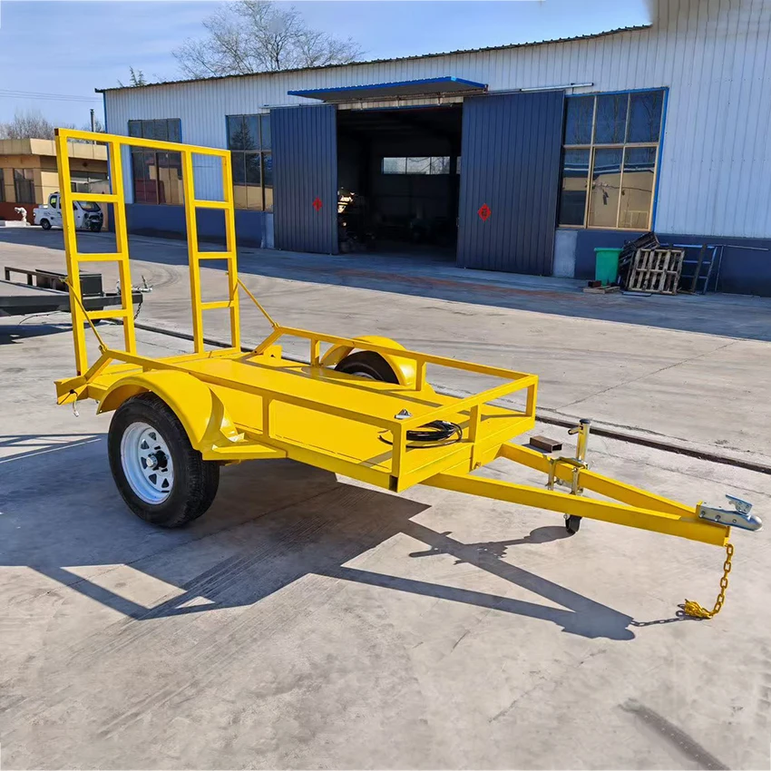 Promotional Customization of 2-Ton 3-Ton 4-Ton Small Excavator Trailer Common Towing Rod Flat Plate Industrial Trailer Equipment