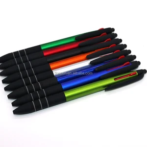 Multifunction three ink color stylus high quality colorful wonderful plastic ballpoint pen with custom print logo