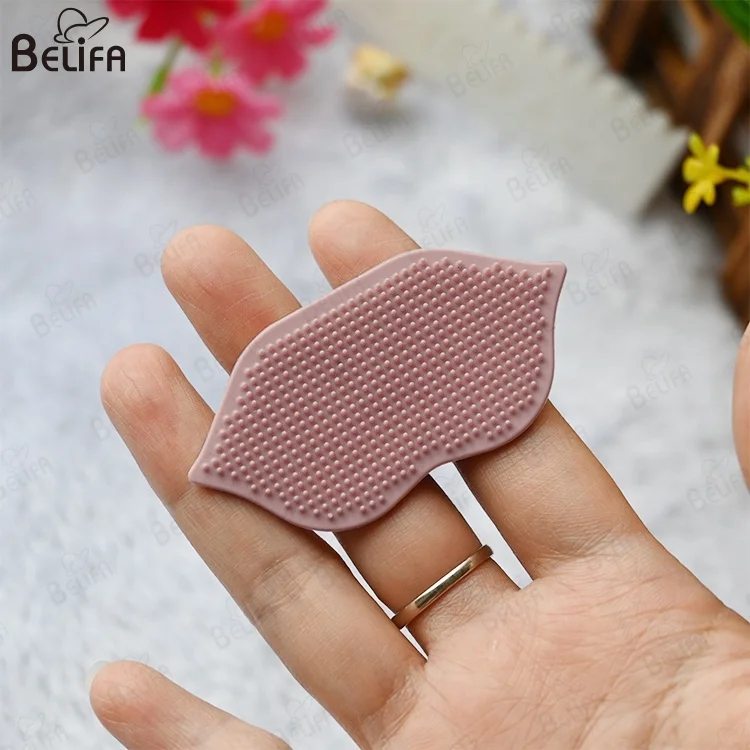 BELIFA Customized Makeup Cleaning Tools Mouth Shaped Exfoliating Brush Mini Silicone Lip Brush Face Scrubber Lip Shape Scrubber