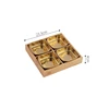 Gold  -- 4 pcs Square  set with wooden tray