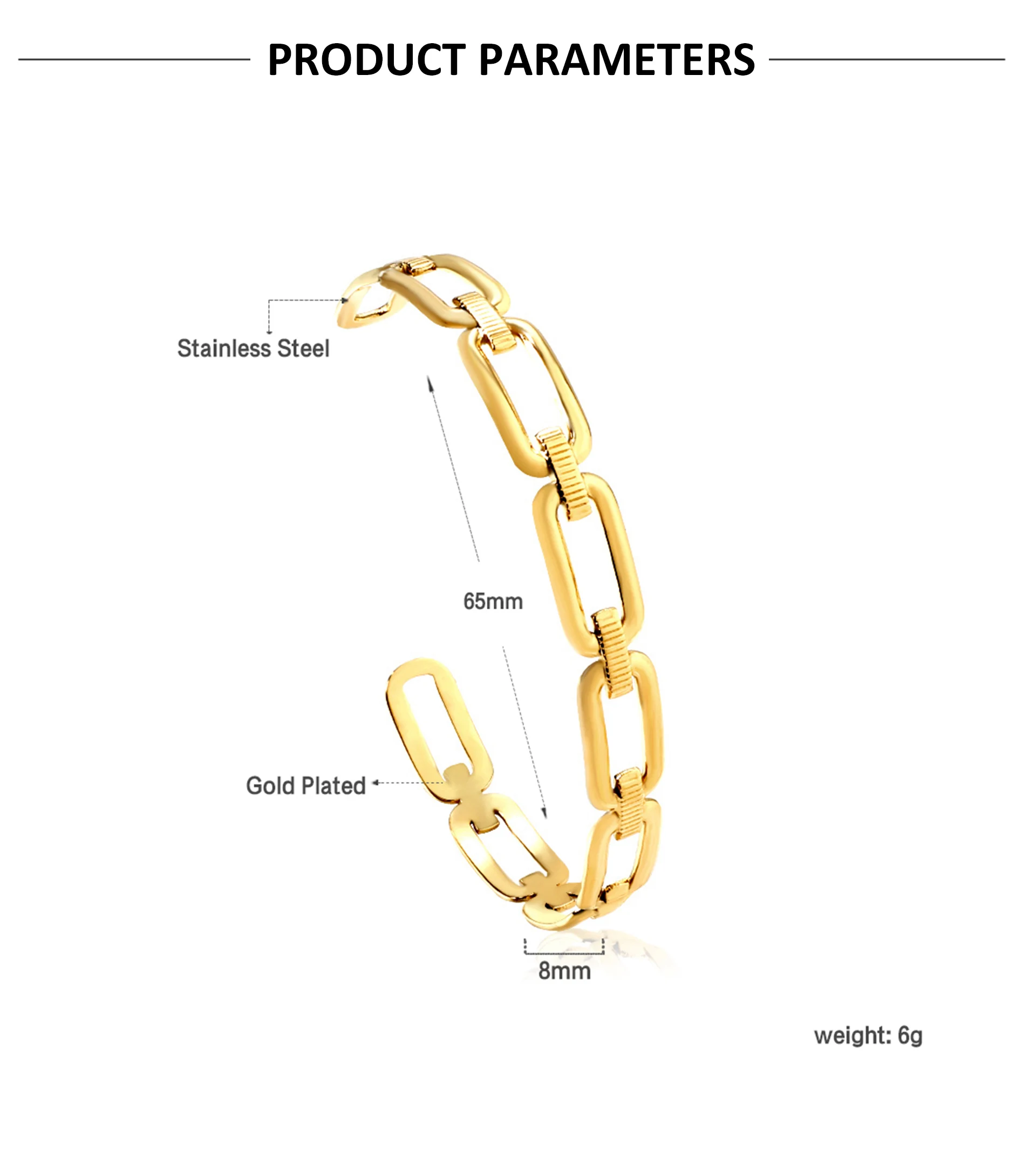 18K Gold Plated Waterproof Stainless Steel Bangle main image 1