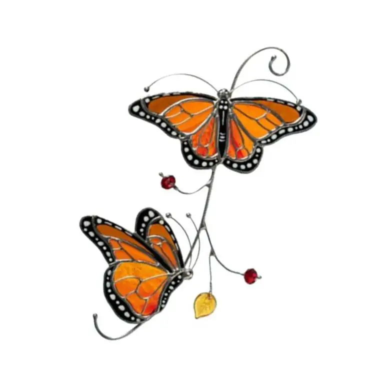 Glomixs Stained Monarch Butterfly Glass Window Decor Home Car Window Hanging Decoration