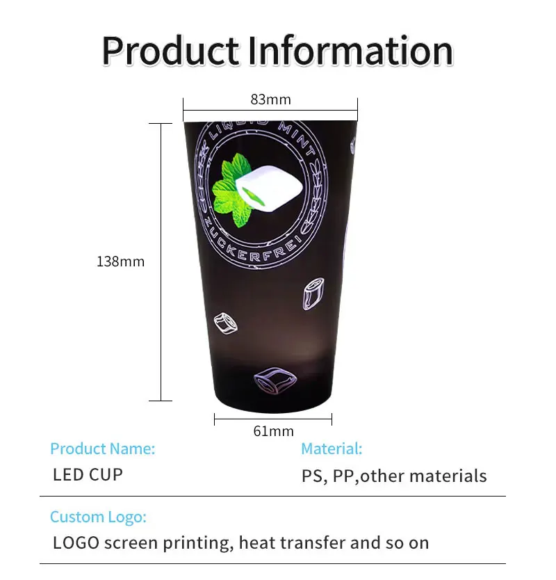 Glowing Cups Plastic Led Glowing Lights Led Light Water Cup For Bar