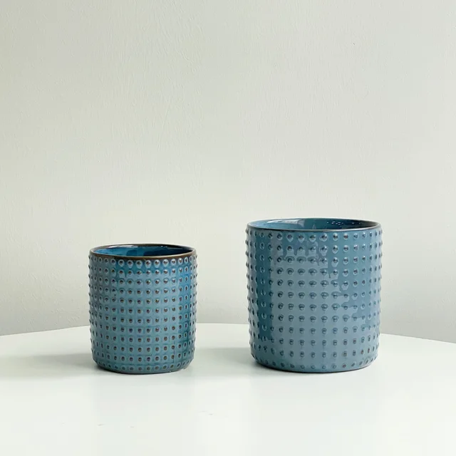Modern Design Glossy Blue Glaze Ceramic Pot Planter Home Garden Decor