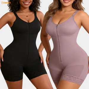 Women's Tummy Control  Shapewear Bodysuit Power Mesh High Compression Zipper Shaper Thickened Full-Body Waist Slimming Corset