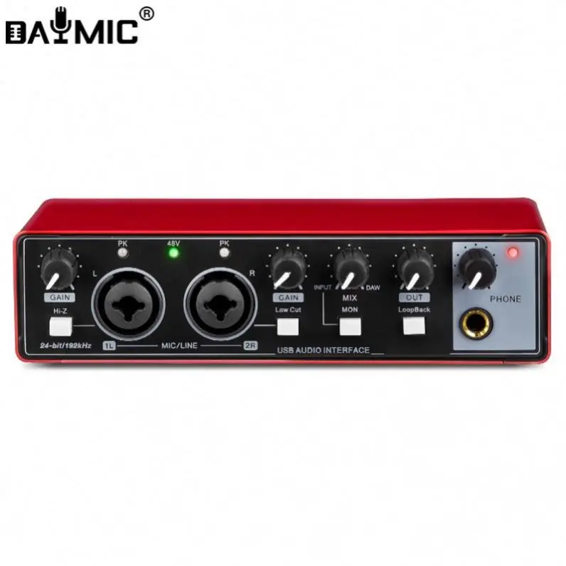 OEM Factory Pro Audio Interface 2In2Out Computer Audio Interface Recording Usb Recording logo Custom