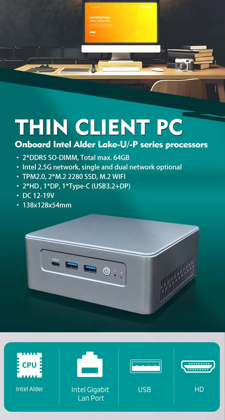Piesia 12th Gen Intel Alder Lake Mini Desktop Computer Dual Lan Nuc Box
