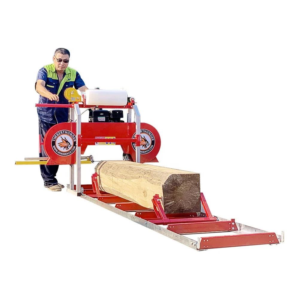 Horizontal Gasoline 18' 460mm Log Portable Sawmill Machine Wood Cutting Band Saw Mill