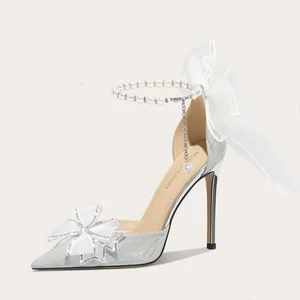 OEM/ODM Large Size 40 Bridal Shoes Ankle Strap Slip-on Closure Solid Pattern-Fashion Trend for Spring Summer Autumn Seasons