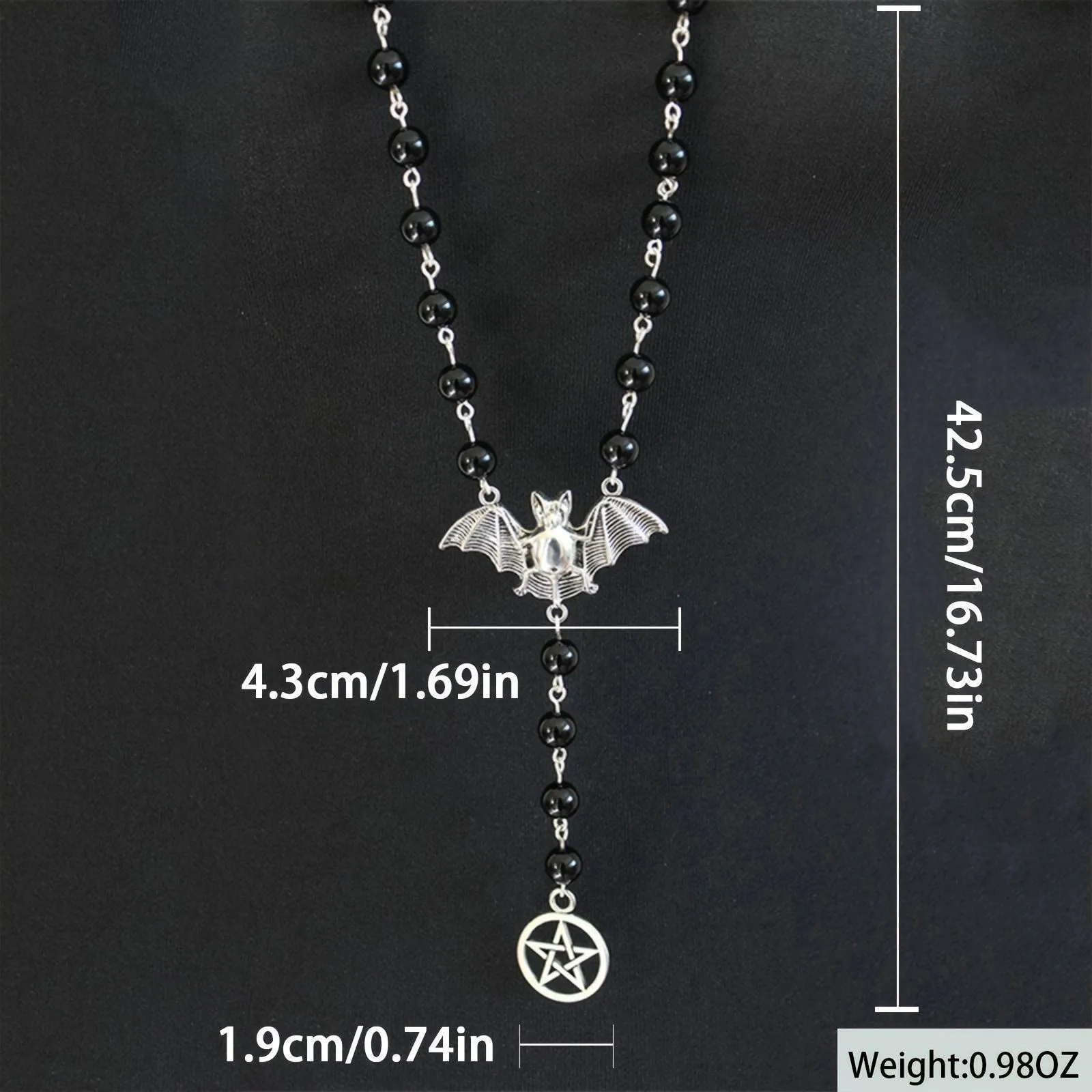 Gothic Bat Rosary Necklace Pentagram Pendant Victorian for Vampire Bat  Necklace Gothic Ladies Holiday Gifts Jewelry Gift