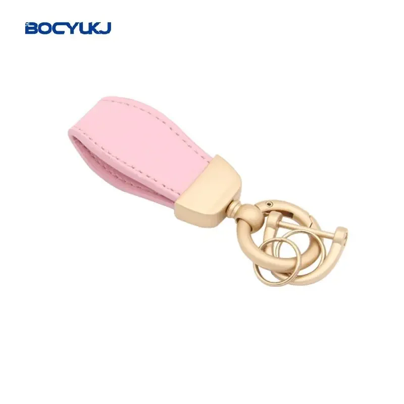 Leather Car KeyChain With Metal Logo for BMW Mercedes VW Audi MINI Hyundai KIA  MG Toyota Ferrari Key Ring Anti-lost Accessories