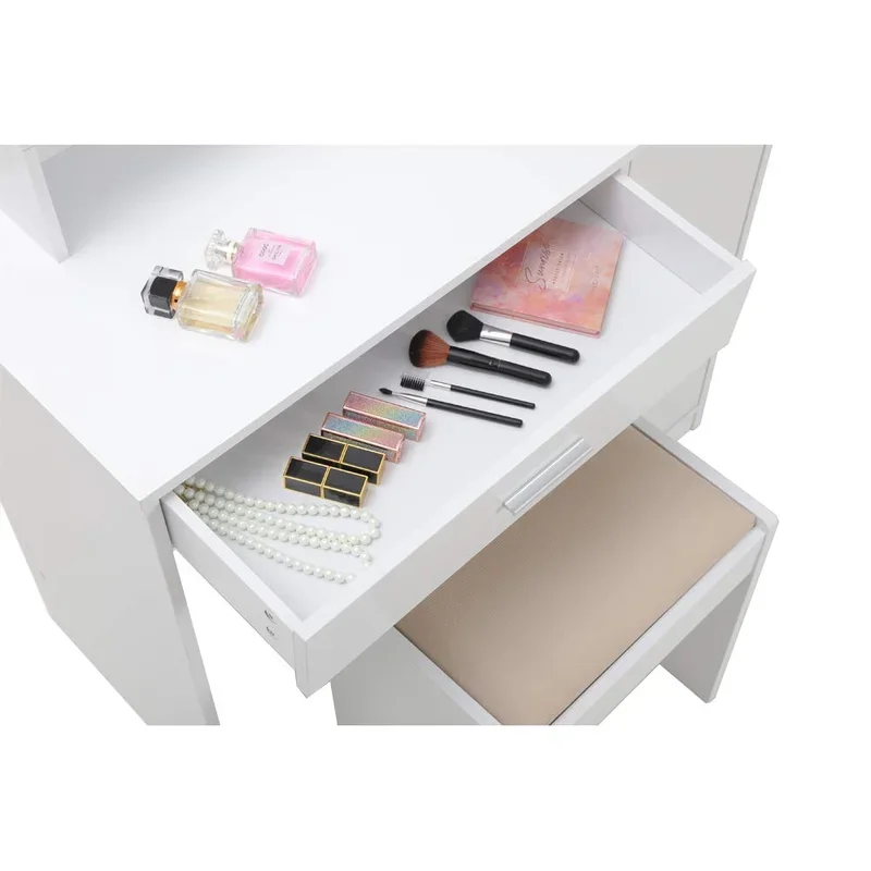 White Vanity Table with Led Light Makeup Mirror Small Dressing Table Make up Vanity Table Set