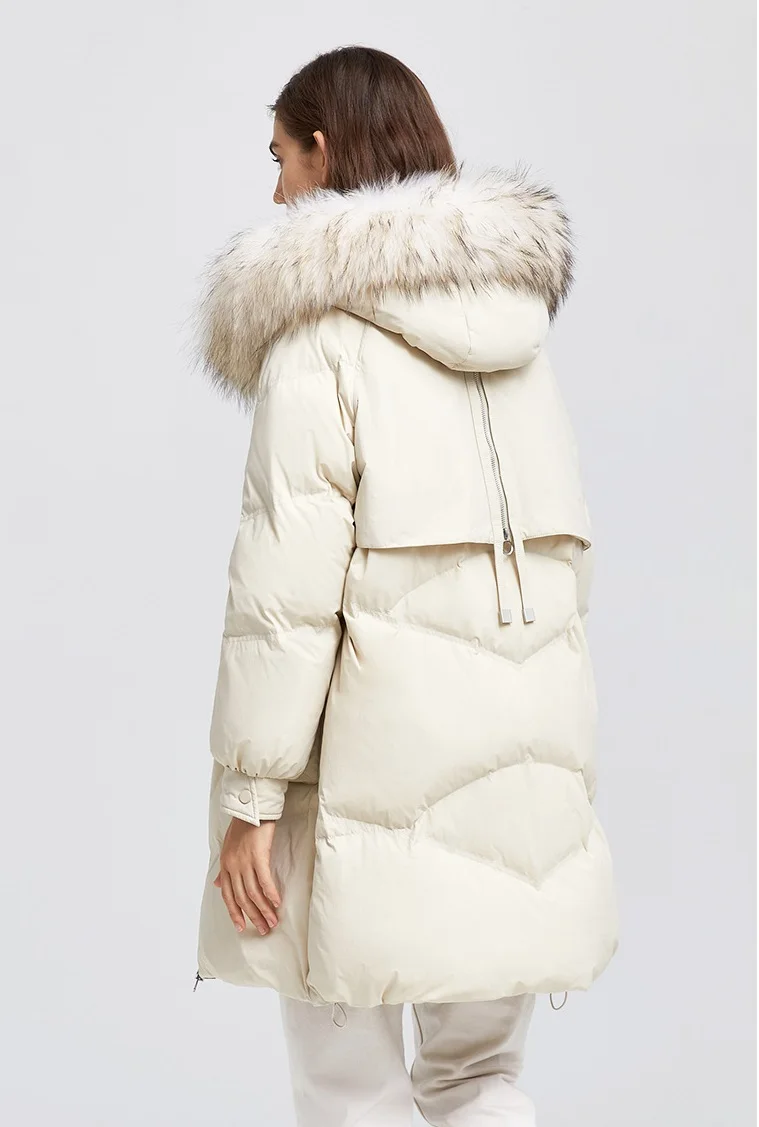 Winter Women Hooded Zipper Down Jacket Fox Fur Women's Down Coats Buy