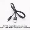 Black 1m 2.5mm mono to USB Cable