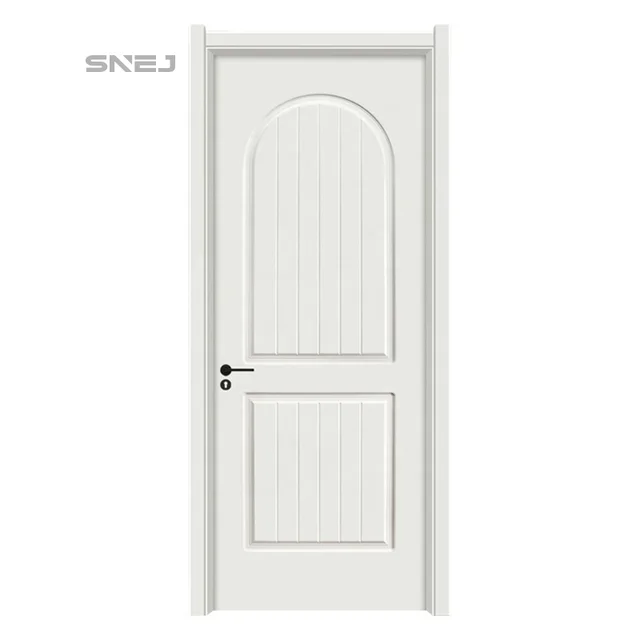 White finished Wood Veneer PVC Melamine Doors Internal