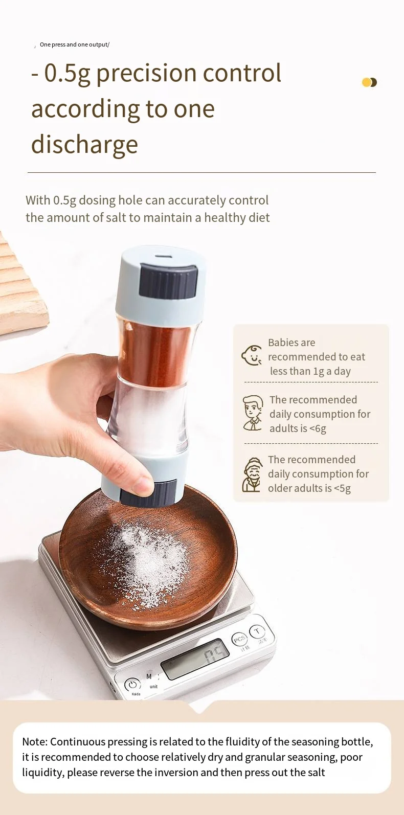 New quantitative control salt shaker double head press seasoning bottle kitchen supplies sealed seasoning jar supplier