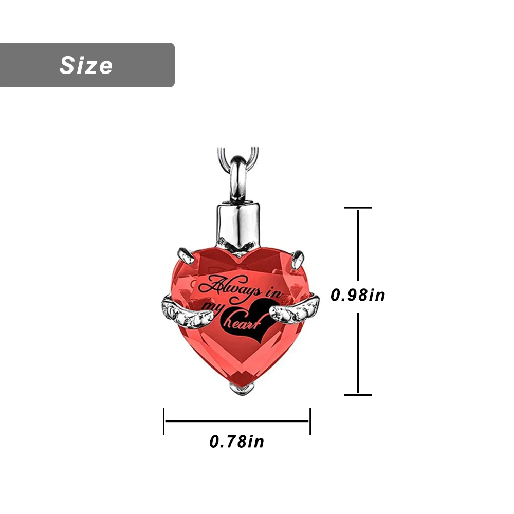 Heart with Birthstone and Love Pendant Memorial KeyChain Cremation Urn for Ashes Jewelry to Men Women - Always in my heart