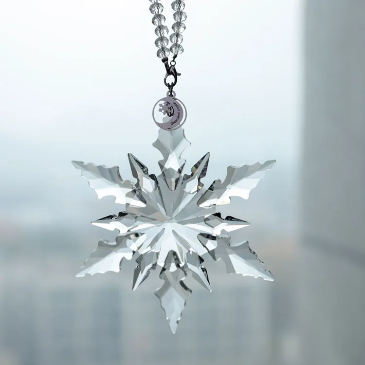 product wholesale fashion gifts hanging clear christmas glass snowflake ornament crystal glass pendant-33