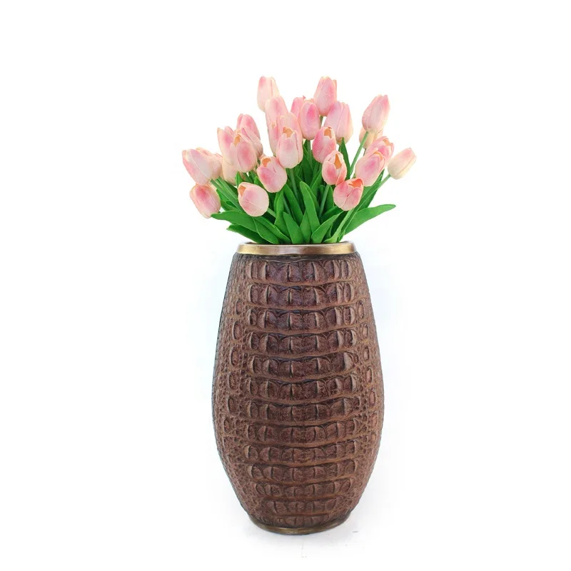 Wholesales Creative Resin Imitation Crocodile Alligator Leather Vase for Home Decor