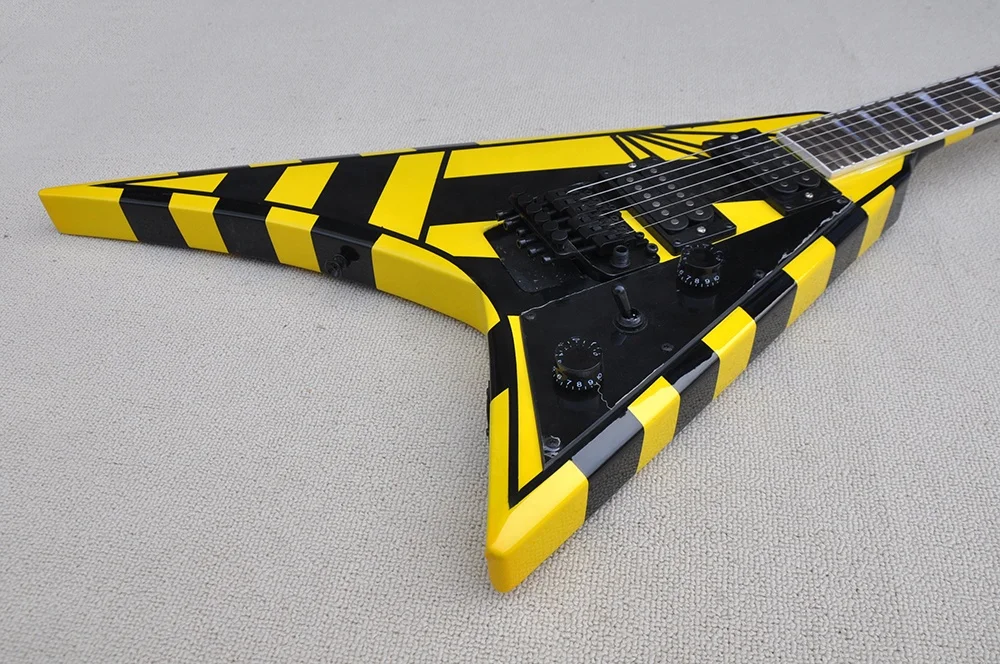 Custom Black Electric Flying V Guitar - Right Handed, OEM