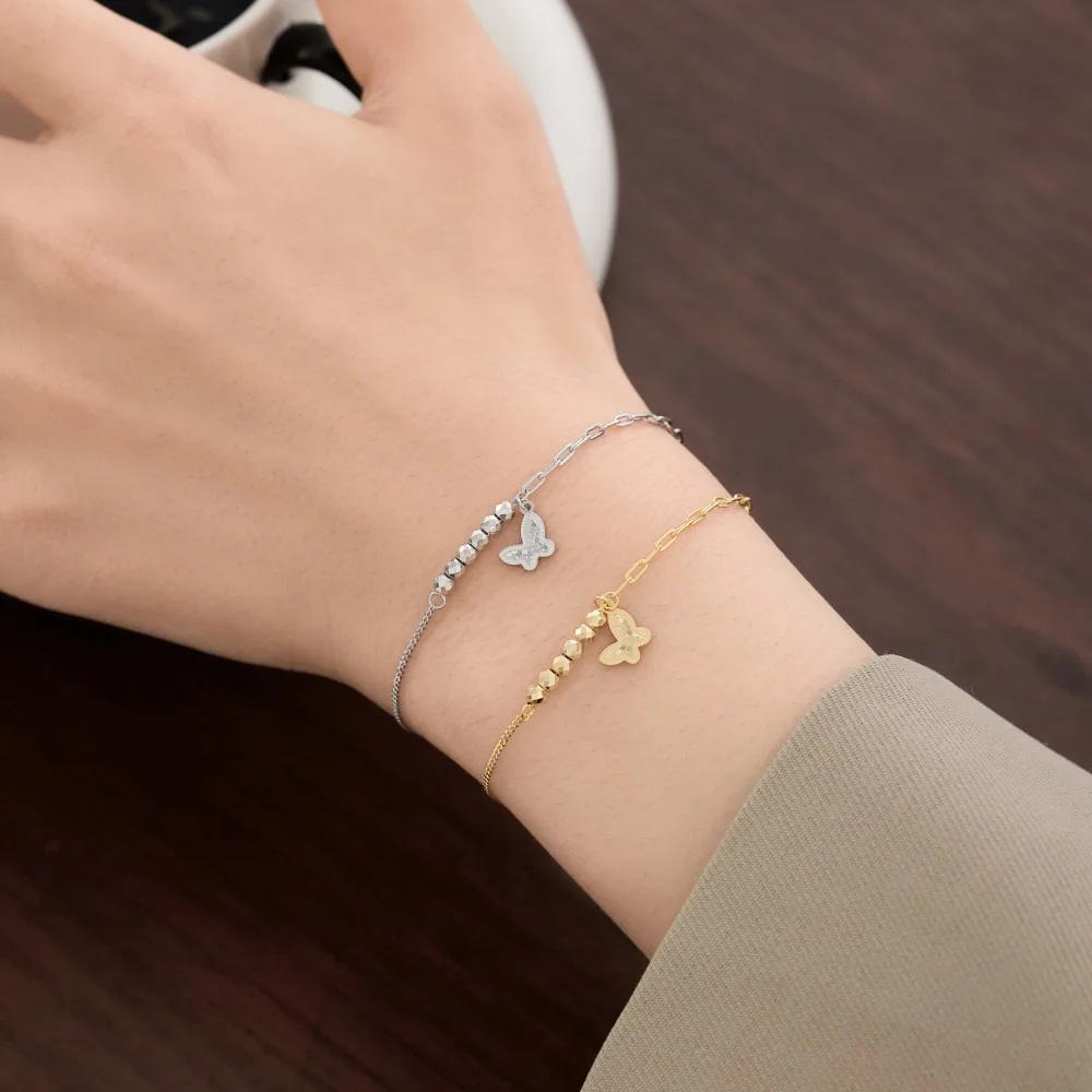 KAKODIY Trend Design Boutique Jewelry 925 Sterling Silver Chain Heart Tail Pendant Beads Butterfly Pendant Women's Bracelet detail 2